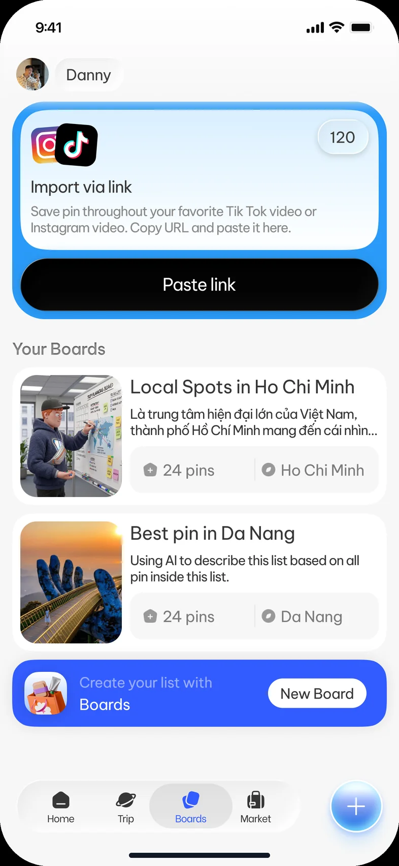 OnePlan Boards, with TikTok and Instagram import